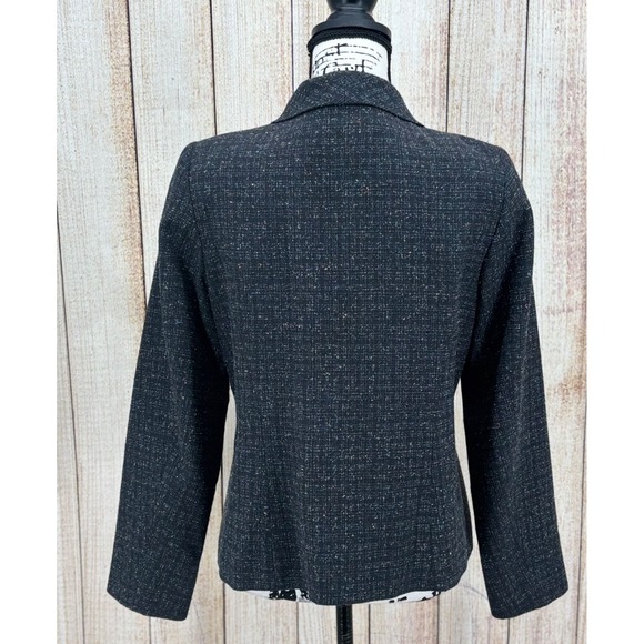 Pendleton Wool Silk Blend Jacket Womens Size‎ 10 Black Tweed Button Front Blazer - Picture 2 of 9